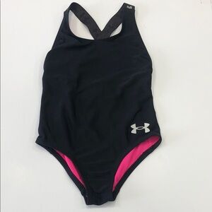 Under Armour Girls Black One-Piece Crossback Swimsuit – Size 4